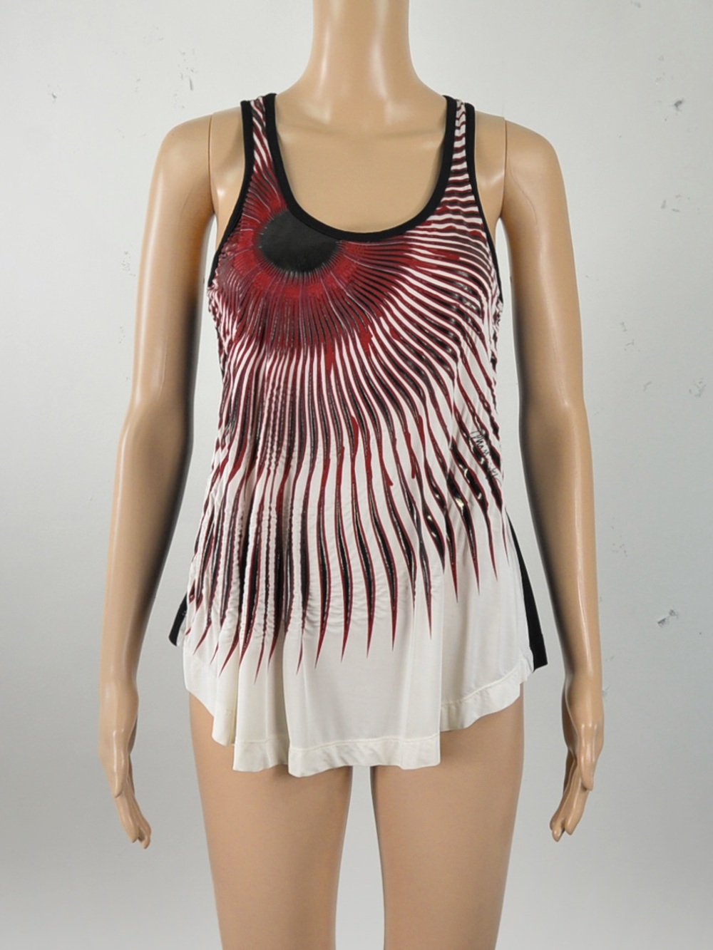 Vintage Miss Sixty M60 Lace Up Back Red Black White Tank Top